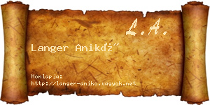 Langer Anikó névjegykártya
